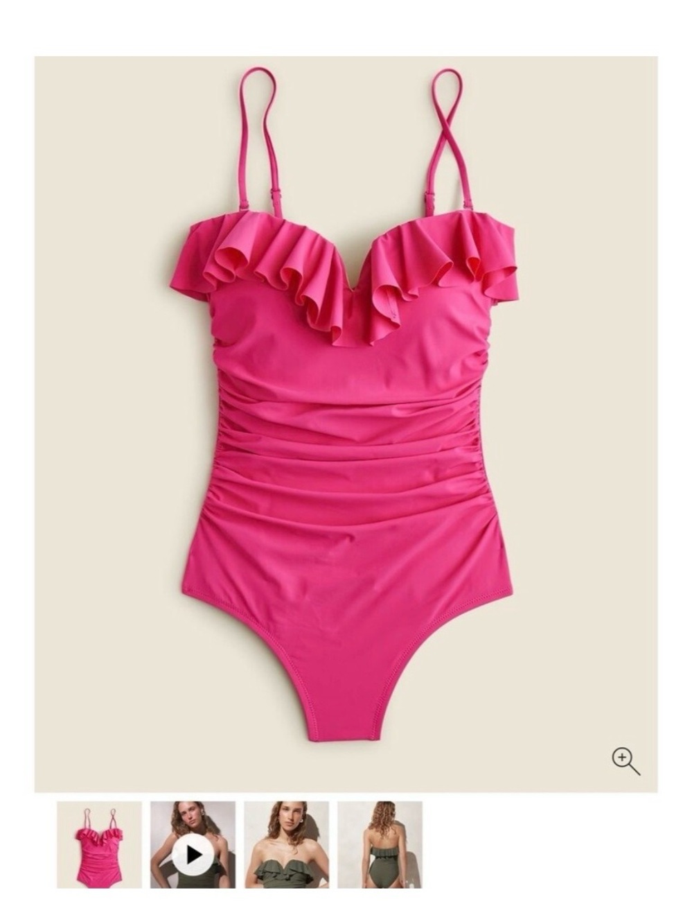 J Crew NWT Ruffled One-Piece Swimsuit in Bright Pink Size 4. 5 star seller!